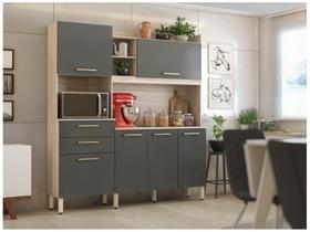 Cozinha Compacta Select 6 Portas e 2 Gavetas Avena/Grafito - Demóbile