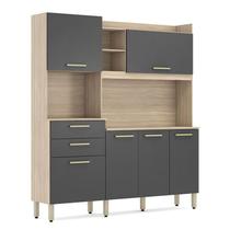 Cozinha Compacta Select 6 Portas e 2 Gavetas Avena/Grafito - Demóbile