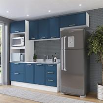 Cozinha Compacta sem Tampo com Rodapé Amara 8 portas 4 Gavetas Azul e Branca II Cozinha Compacta sem Tampo com Rodapé Amara 8 portas 4 Gavetas Azul e Branca II