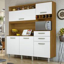 Cozinha Compacta Smart 5 Portas e 2 Gavetas 180 cm Freijó/Branco Móveis Nesher
