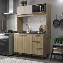 Cozinha Compacta Sofia 4 Portas 3 Gavetas Dourado/Fumê - Jcarvalho Cozinha Compacta Sofia 4 Portas 3 Gavetas Dourado/Fumê - Jcarvalho