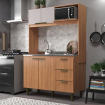 Cozinha Compacta Sofia 4 Portas e 3 Gavetas Marrom/Freijó