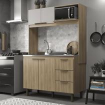 Cozinha Compacta Sofia Dourado/Fumê 3 Gavetas 2 Portas com Aéreo e espaço para Micro-ondas J Carvalho Cozinha Compacta Sofia Dourado/Fumê 3 Gavetas 2 Portas com Aéreo e espaço para Micro-ondas J Carvalho