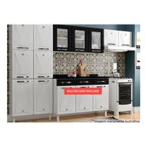 Cozinha Compacta Star New 3 Peças (2 Armários + 1 Paneleiro) CPT106 Branco/Preto - Telasul