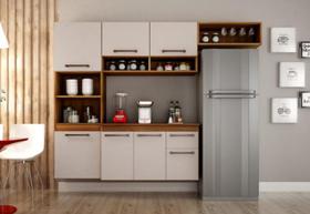 Cozinha Compacta Suspensa 6 Portas 2 Gavetas - Liz - CHF Móveis - Carvalho/Off White