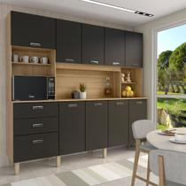 Cozinha Compacta Suspiro 10 Portas 2 Gavetas Freijó/Nero - Panorama Móveis Cozinha Compacta Suspiro 10 Portas 2 Gavetas Freijó/Nero - Panorama Móveis