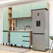 Cozinha Compacta Talharim 8 PT 3 GV Verde Bellagio e Mel - Politorno