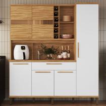 Cozinha Compacta Touriga 6 Portas 1 Gaveta 100% Mdf com Vidro Amêndoa/Branco - Rio Doce Cozinha Compacta Touriga 6 Portas 1 Gaveta 100% Mdf com Vidro Amêndoa/Branco - Rio Doce