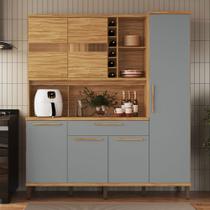 Cozinha Compacta Touriga 6 Portas 1 Gaveta 100% Mdf com Vidro Amêndoa/Cinza - Rio Doce Cozinha Compacta Touriga 6 Portas 1 Gaveta 100% Mdf com Vidro Amêndoa/Cinza - Rio Doce