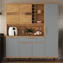 Cozinha Compacta Touriga 6 Portas 1 Gaveta 100% Mdf com Vidro Amêndoa/Cinza - Rio Doce Cozinha Compacta Touriga 6 Portas 1 Gaveta 100% Mdf com Vidro Amêndoa/Cinza - Rio Doce