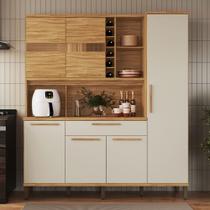 Cozinha Compacta Touriga 6 Portas 1 Gaveta 100% Mdf com Vidro Amêndoa/Off White - Rio Doce Cozinha Compacta Touriga 6 Portas 1 Gaveta 100% Mdf com Vidro Amêndoa/Off White - Rio Doce