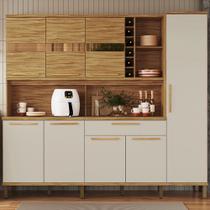 Cozinha Compacta Touriga 8 Portas 1 Gaveta 100% Mdf com Vidro Amêndoa/Off White - Rio Doce Cozinha Compacta Touriga 8 Portas 1 Gaveta 100% Mdf com Vidro Amêndoa/Off White - Rio Doce