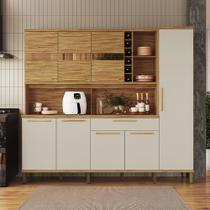 Cozinha Compacta Touriga 8 Portas 1 Gaveta 100% Mdf com Vidro Amêndoa/Off White - Rio Doce Cozinha Compacta Touriga 8 Portas 1 Gaveta 100% Mdf com Vidro Amêndoa/Off White - Rio Doce