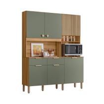 Cozinha Compacta Tropical 7 Portas 2 Gavetas Freijó/Verde/Ripado Freijó - Nicioli Cozinha Compacta Tropical 7 Portas 2 Gavetas Freijó/Verde/Ripado Freijó - Nicioli