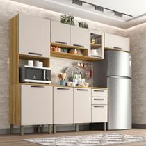 Cozinha Compacta Valencia com Vidro 4 Peças 9 Portas 2 Gavetas Salleto Moveis