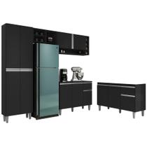 Cozinha Compacta Vanessa e Balcão Gabinete Sem Tampo Tatiane 120cm Preto - AJL Móveis Cozinha Compacta Vanessa e Balcão Gabinete Sem Tampo Tatiane 120cm Preto - AJL Móveis