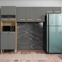 Cozinha Compacta Versalhes 9 Portas com Vidro Freijó/Gris - Kits Paraná Cozinha Compacta Versalhes 9 Portas com Vidro Freijó/Gris - Kits Paraná