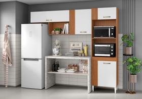 Cozinha Compacta Vitória 240cm - Cinamomo/Branco Aramóveis Cozinha Compacta Vitória 240cm - Cinamomo/Branco Aramóveis