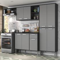 Cozinha Compacta Xangai 9 Portas Preta/Grafite Cozinha Compacta Xangai 9 Portas Preta/Grafite