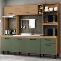 Cozinha Compacta Zoe 6 Portas 1 Gaveta Freijó/Jade - Mx Móveis