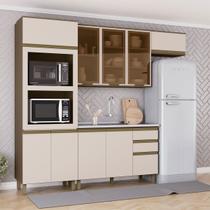 Cozinha Completa 10 Portas 2 Gavetas com Vidro 100% Mdf Duna/Cristal - Henn Cozinha Completa 10 Portas 2 Gavetas com Vidro 100% Mdf Duna/Cristal - Henn
