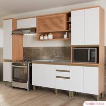 Cozinha Completa 10 Portas 3 Gavetas com Balcão de Pia Macadâmia