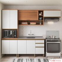 Cozinha Completa 10 Portas 3 Gavetas com Balcão de Pia Macadâmia