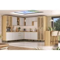 Cozinha Completa 100 MDF 11 Peças Espaço Micro-ondas e Tampo 548cm Aura Luciane Móveis