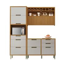 Cozinha Completa 100% MDF 3 Peças Nesher Imperatriz Marrom Off White Cozinha Completa 100% MDF 3 Peças Nesher Imperatriz Marrom Off White