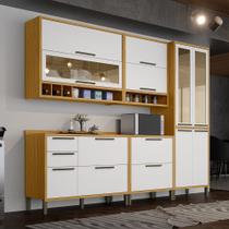 Cozinha Completa 100% Mdf 5 Peças 11 Portas 4 Gavetas e Vidro 274cm Vicenza Espresso Móveis