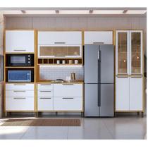 Cozinha Completa 100% Mdf 5 Peças 11 Portas 5 Gavetas e Vidro 349cm Vicenza Espresso Móveis