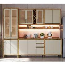 Cozinha Completa 100% Mdf 5 Peças 13 Portas com Vidro e Tampo Barbados Espresso Móveis