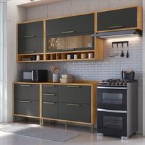 Cozinha Completa 100% Mdf 5 Peças 8 Portas 5 Gavetas e Vidro 280cm Vicenza Espresso Móveis