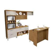 Cozinha Completa 100% MDF 5 Peças Nesher Princesa Marrom Off White