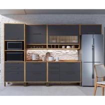 Cozinha Completa 100% Mdf 6 Peças 10 Portas 6 Gavetas e Vidro 354cm Vicenza Espresso Móveis