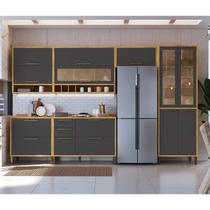 Cozinha Completa 100% Mdf 6 Peças 12 Portas 4 Gavetas e Vidro 354cm Vicenza Espresso Móveis
