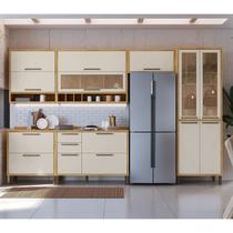 Cozinha Completa 100% Mdf 6 Peças 12 Portas 4 Gavetas e Vidro 354cm Vicenza Espresso Móveis