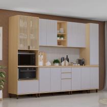 Cozinha Completa 100 MDF 6 Peças com Espaço para Microondas e Tampo 310cm Aura Luciane Móveis