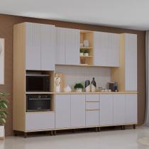 Cozinha Completa 100 MDF 6 Peças com Espaço para Microondas e Tampo 310cm Aura Luciane Móveis