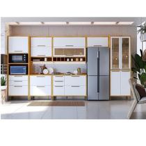 Cozinha Completa 100% Mdf 7 Peças 14 Portas 6 Gavetas e Vidro 429cm Vicenza Espresso Móveis