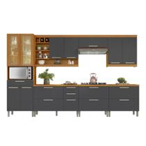 Cozinha Completa 100% MDF 7 Peças Nesher Burguesa Marrom Grafite