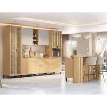 Cozinha Completa 100% Mdf 8 Peças Aura Luciane Móveis Carvalho/carvalho/cinza Cristal