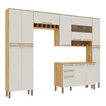 Cozinha Completa 100% Mdf Com 5 Peças 13 Portas 2 Gavetas Napoli Prime Rio Doce Amêndoa/Off White
