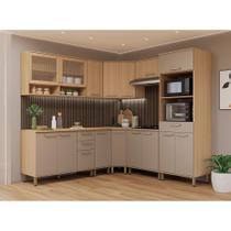 Cozinha Completa 100 MDF de Canto 9 Peças Com Tampo e Espaço Forno e Micro-ondas 458cm Duna Luciane Móveis