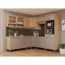 Cozinha Completa 100% Mdf De Canto 9 Peças Com Tampo Freijó-cinammon Cozinha Completa 100% Mdf De Canto 9 Peças Com Tampo Freijó-cinammon