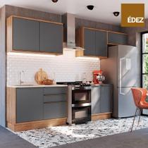 Cozinha Completa 100% MDF Modular Édez Une, 8 portas, 3 gavetas e tampo, Grafite - ÉDEZ/ Herval
