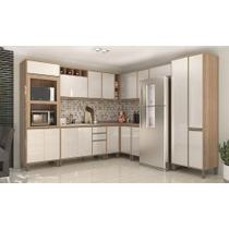 Cozinha Completa 11 Peças Com Armário E Balcão Mel Vanilla-pérola Off