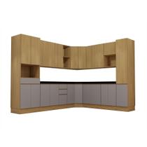 Cozinha Completa 12 Peças Com Espaços Para Micro-ondas E Tam Freijó/freijó Brasil/cinza Puro