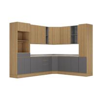 Cozinha Completa 13 Peças Com Espaços Para Micro-ondas E Tam Freijó/freijó Brasil/cinza Puro