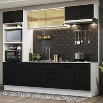 Cozinha Completa 270003 Com Armário E Balcão Branco/Preto Cozinha Completa 270003 Com Armário E Balcão Branco/Preto